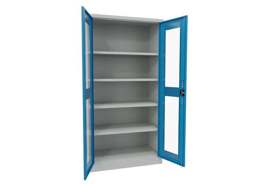 Produktbild Flügeltürenschrank, 1950x1000x500 mm, 4 Böden verzinkt, RAL 7035/5012 bild 2