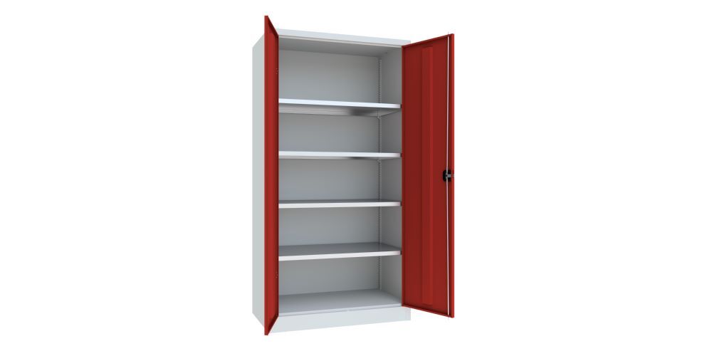 Produktbild Flügeltürenschrank, 1950x1000x600 mm, 4 Böden verzinkt, RAL 7035/3000 bild 2