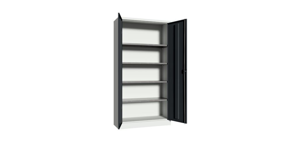 Produktbild Flügeltürenschrank, 1950x1000x600 mm, 4 Böden verzinkt, RAL 7035/7016 bild 2