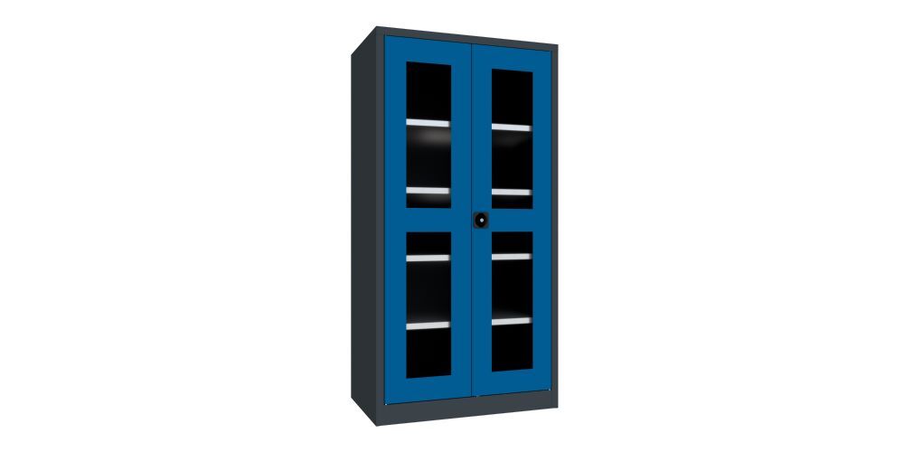 Produktbild PAVOY Flügeltürenschrank 1950x1000x600 mm 4 Böden verzinkt RAL 7016/5010