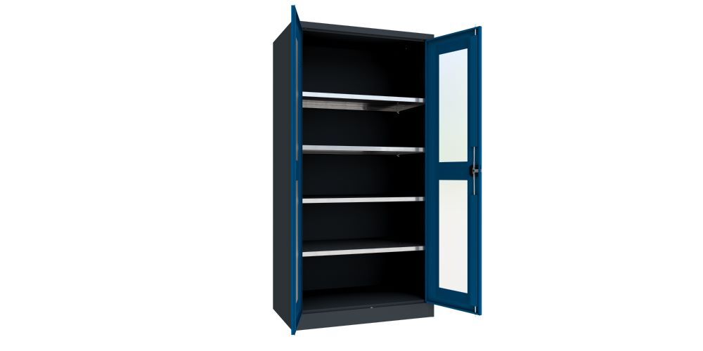 Produktbild Flügeltürenschrank, 1950x1000x600 mm, 4 Böden verzinkt, RAL 7016/5010 bild 2