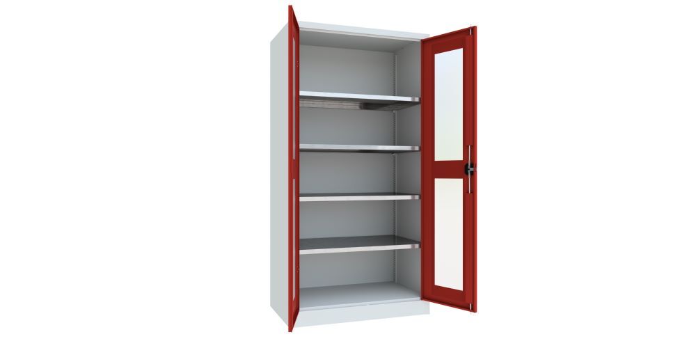 Produktbild Flügeltürenschrank, 1950x1000x600 mm, 4 Böden verzinkt, RAL 7035/3000 bild 2
