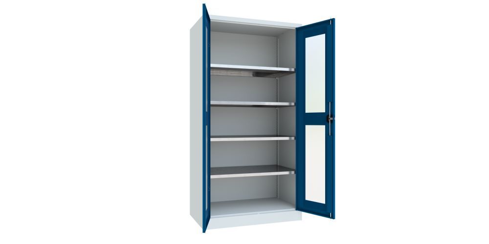 Produktbild Flügeltürenschrank, 1950x1000x600 mm, 4 Böden verzinkt, RAL 7035/5010 bild 2