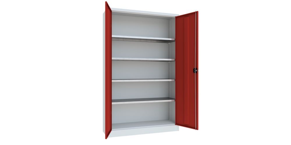 Produktbild Flügeltürenschrank, 1950x1200x400 mm, 4 Böden verzinkt, RAL 7035/3000 bild 2