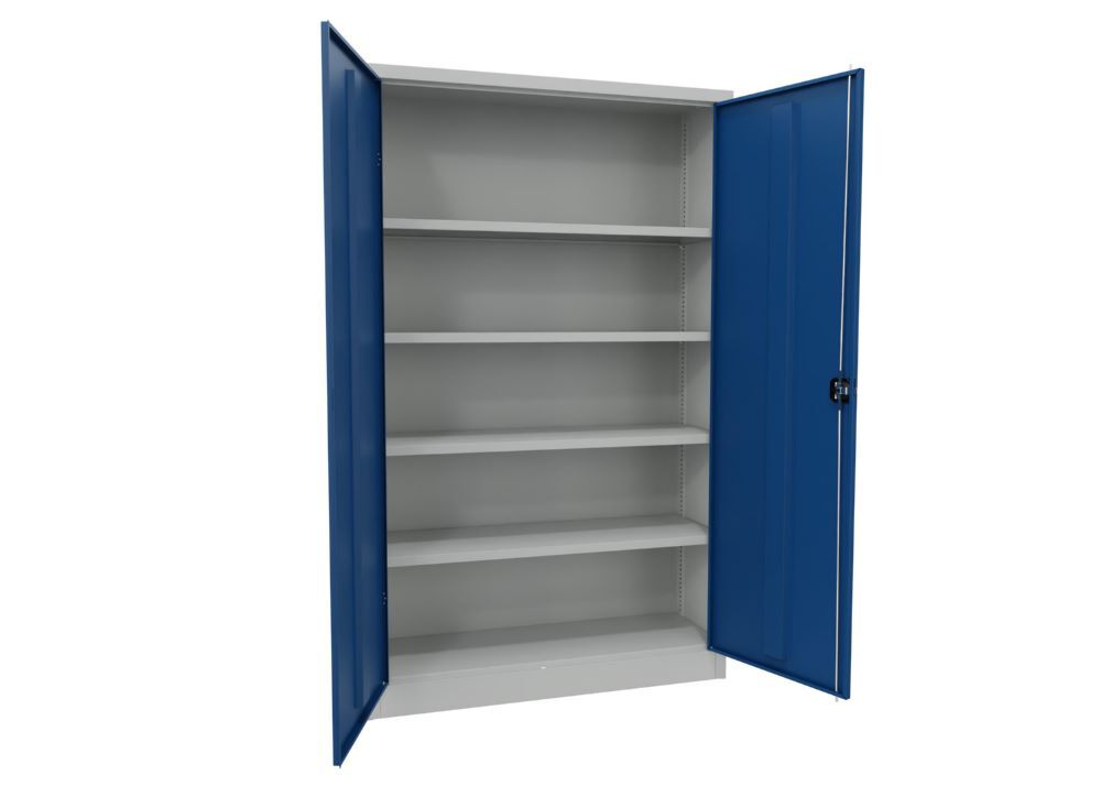 Produktbild Flügeltürenschrank, 1950x1200x400 mm, 4 Böden verzinkt, RAL 7035/5010 bild 2