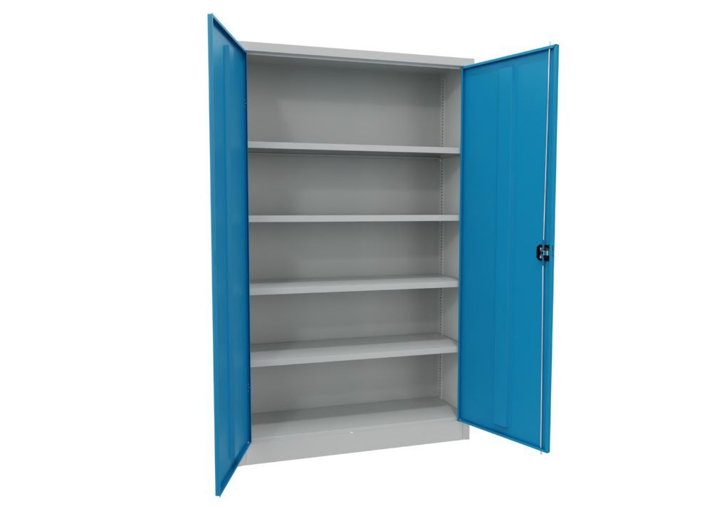 Produktbild Flügeltürenschrank, 1950x1200x400 mm, 4 Böden verzinkt, RAL 7035/5012 bild 2