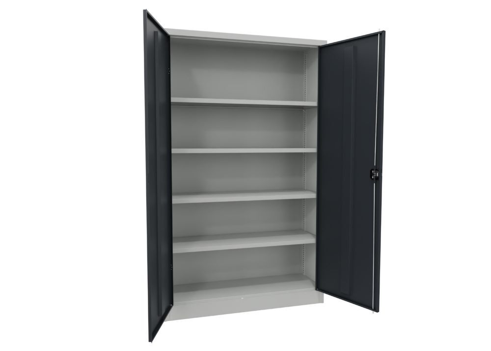 Produktbild Flügeltürenschrank, 1950x1200x400 mm, 4 Böden verzinkt, RAL 7035/7016 bild 2