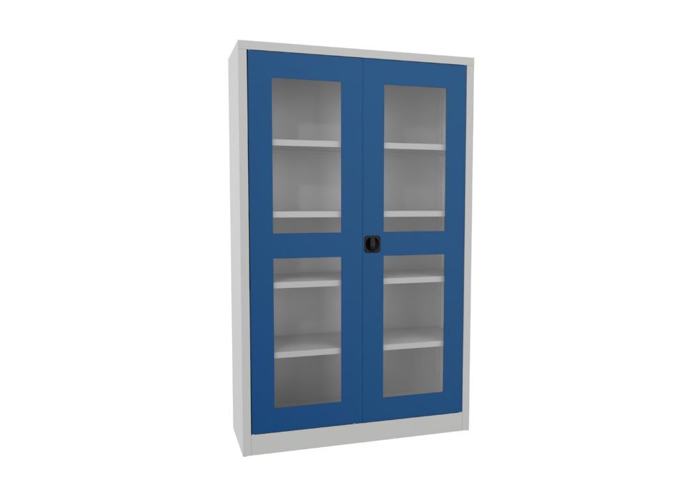 Produktbild PAVOY Flügeltürenschrank 1950x1200x400 mm 4 Böden verzinkt RAL 7035/5010