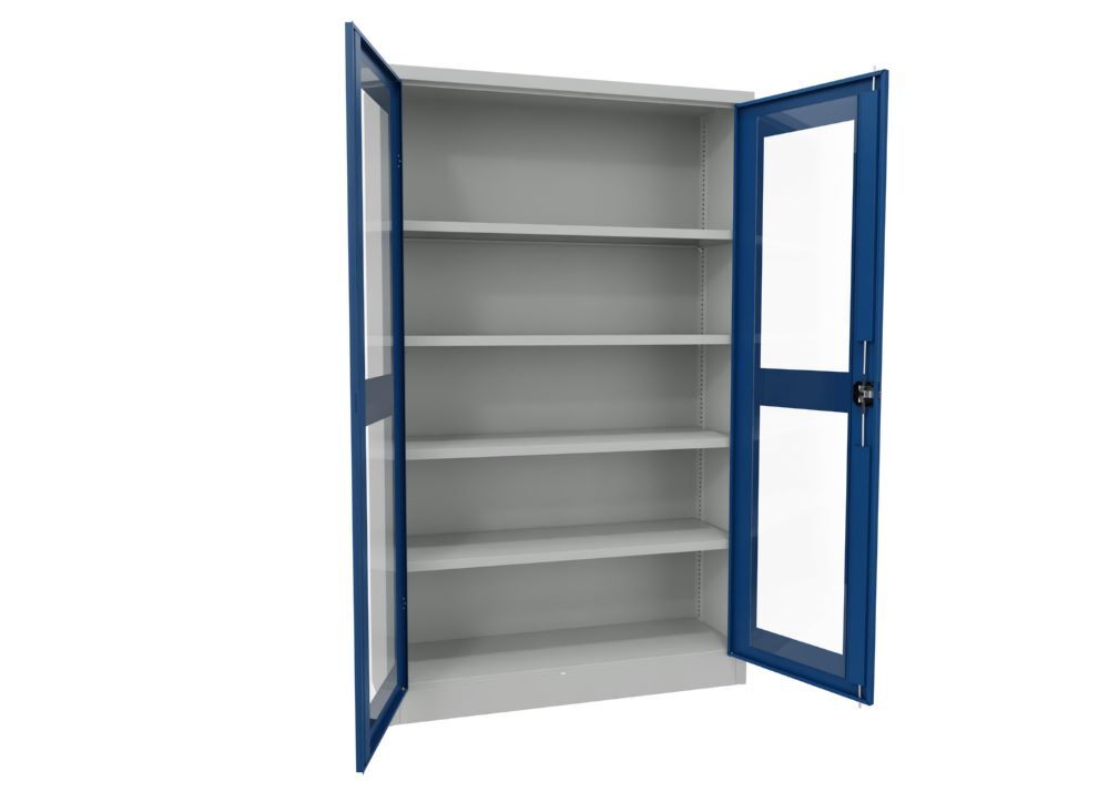 Produktbild Flügeltürenschrank, 1950x1200x400 mm, 4 Böden verzinkt, RAL 7035/5010 bild 2