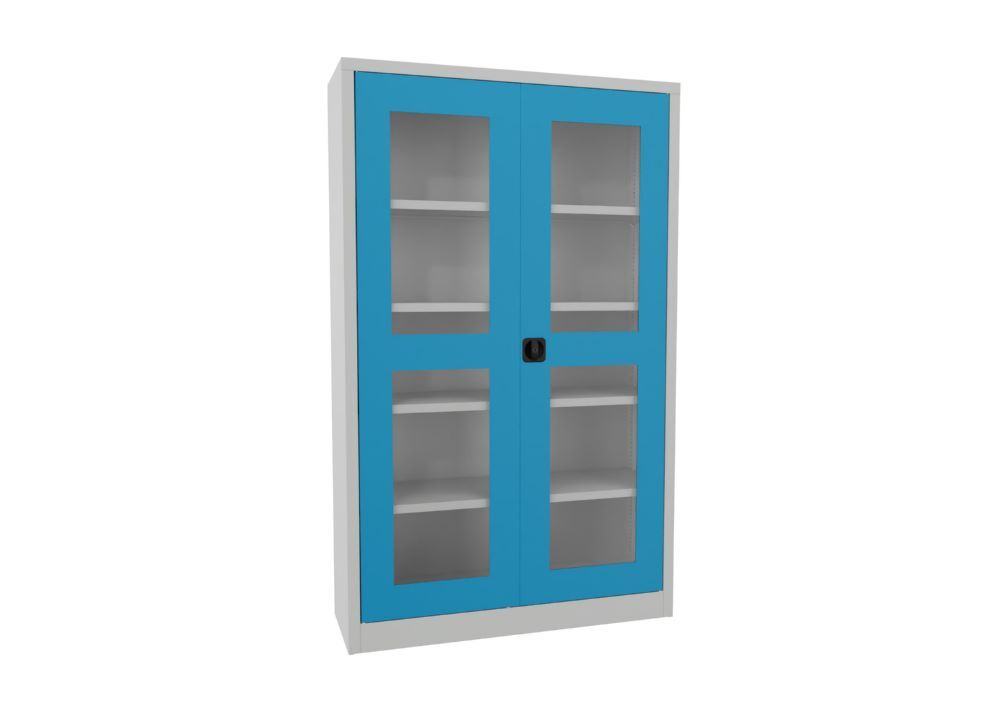 Produktbild PAVOY Flügeltürenschrank 1950x1200x400 mm 4 Böden verzinkt RAL 7035/5012