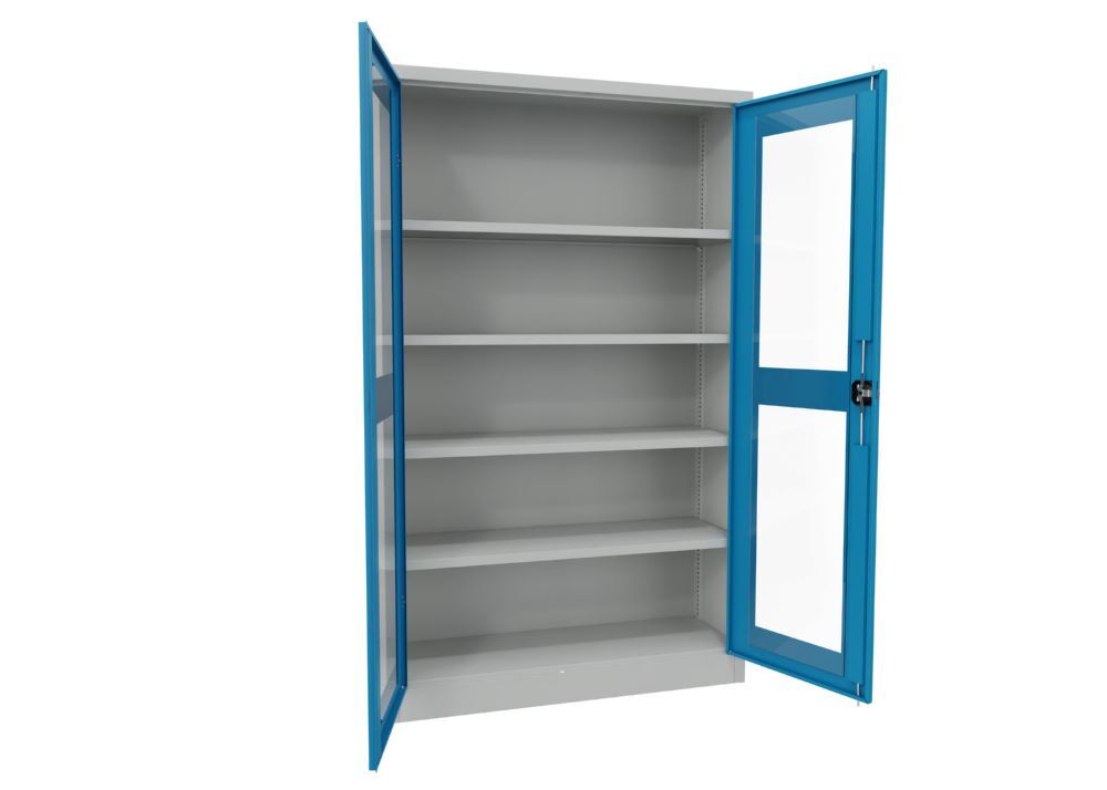 Produktbild Flügeltürenschrank, 1950x1200x400 mm, 4 Böden verzinkt, RAL 7035/5012 bild 2