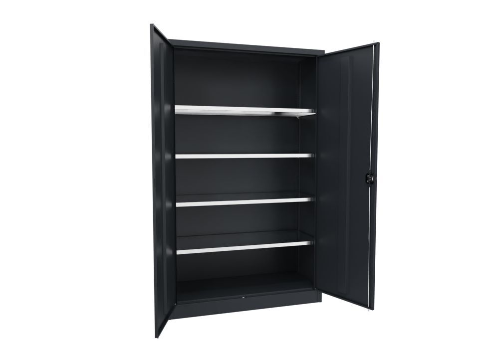 Produktbild PAVOY Flügeltürenschrank 1950x1200x500 mm 4 Böden verzinkt RAL 7016
