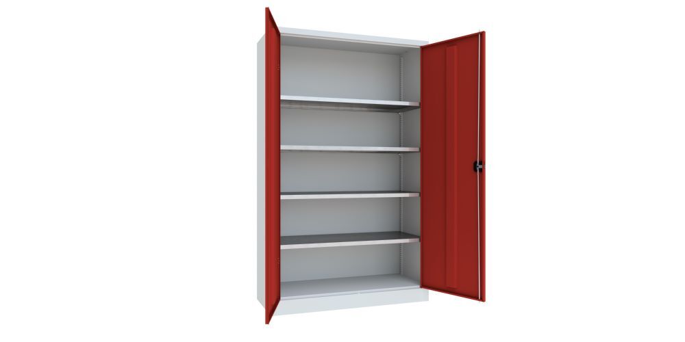 Produktbild Flügeltürenschrank, 1950x1200x500 mm, 4 Böden verzinkt, RAL 7035/3000 bild 2