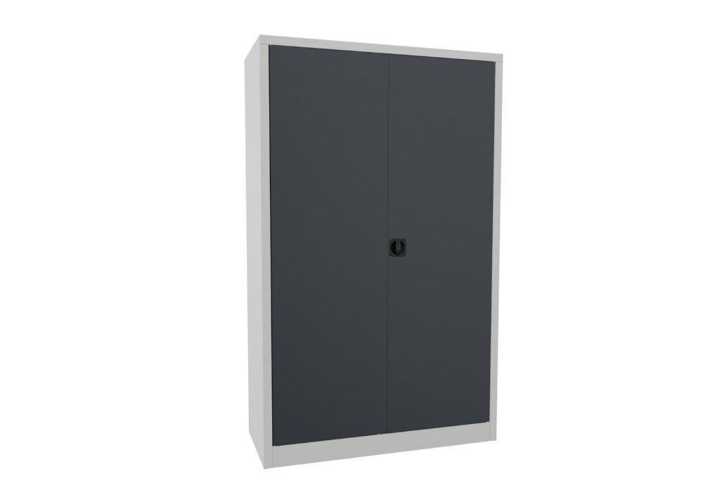 Produktbild PAVOY Flügeltürenschrank 1950x1200x500 mm 4 Böden verzinkt RAL 7035/7016