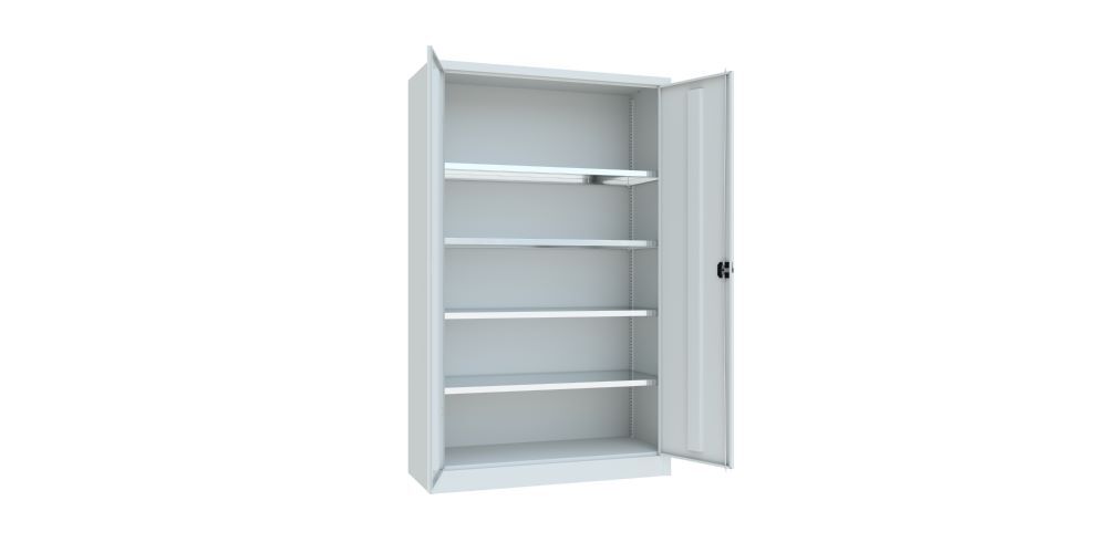 Produktbild Flügeltürenschrank, 1950x1200x500 mm, 4 Böden verzinkt, RAL 7035 bild 2