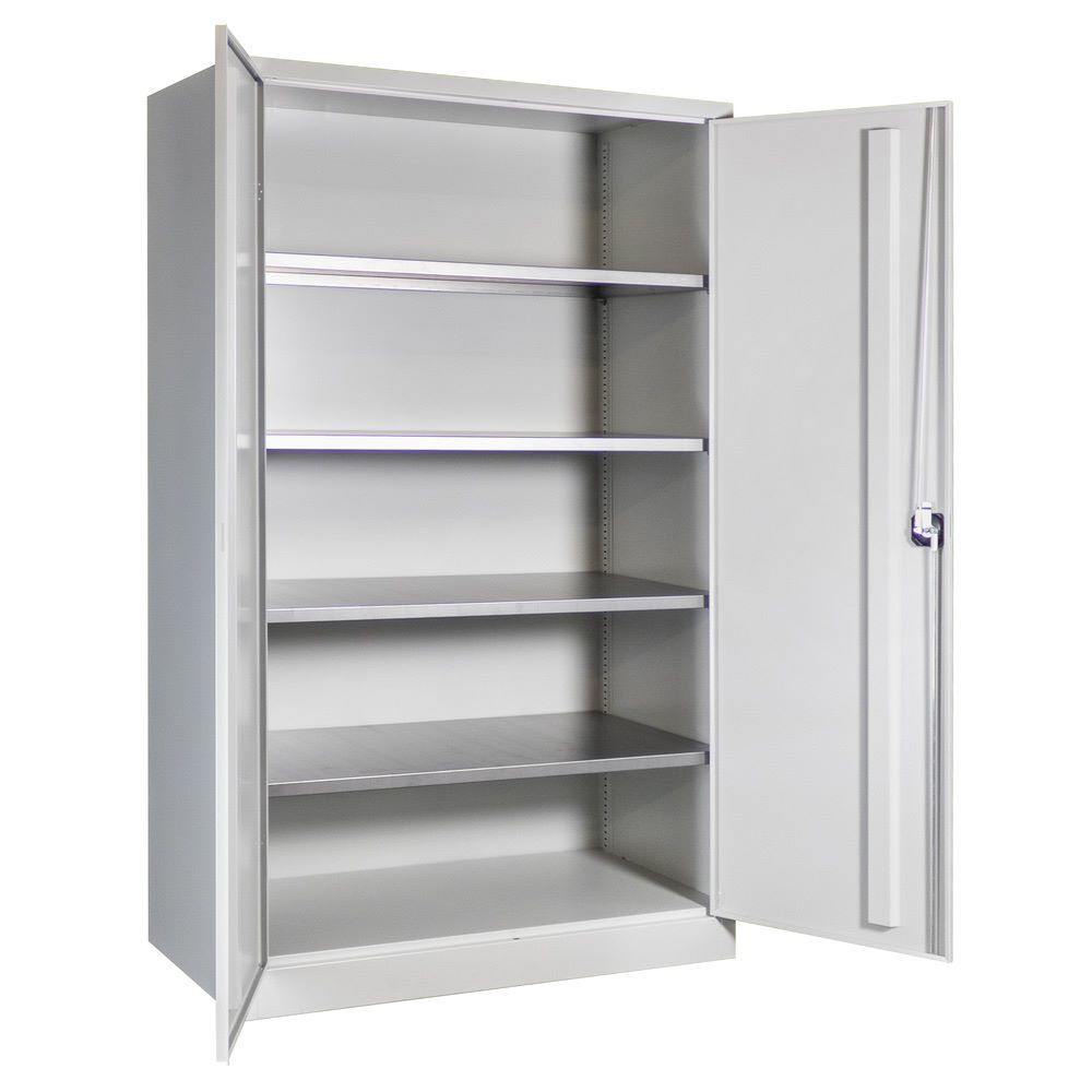 Produktbild Flügeltürenschrank, 1950x1200x600 mm, 4 Böden verzinkt, RAL 7035 bild 2