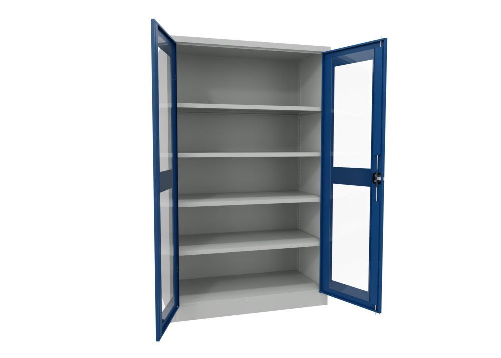 Produktbild Flügeltürenschrank, 1950x1200x600 mm, 4 Böden verzinkt, RAL 7035/5010 bild 2