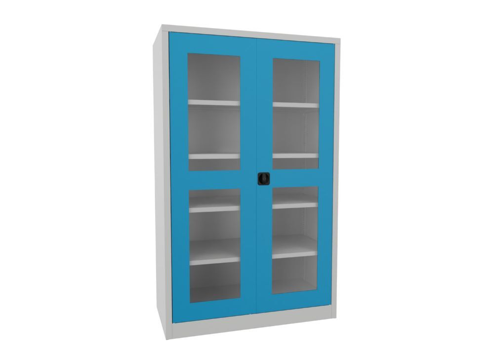 Produktbild PAVOY Flügeltürenschrank 1950x1200x600 mm 4 Böden verzinkt RAL 7035/5012