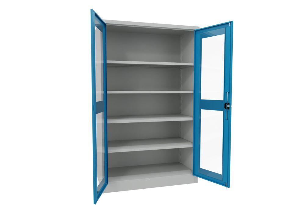 Produktbild Flügeltürenschrank, 1950x1200x600 mm, 4 Böden verzinkt, RAL 7035/5012 bild 2