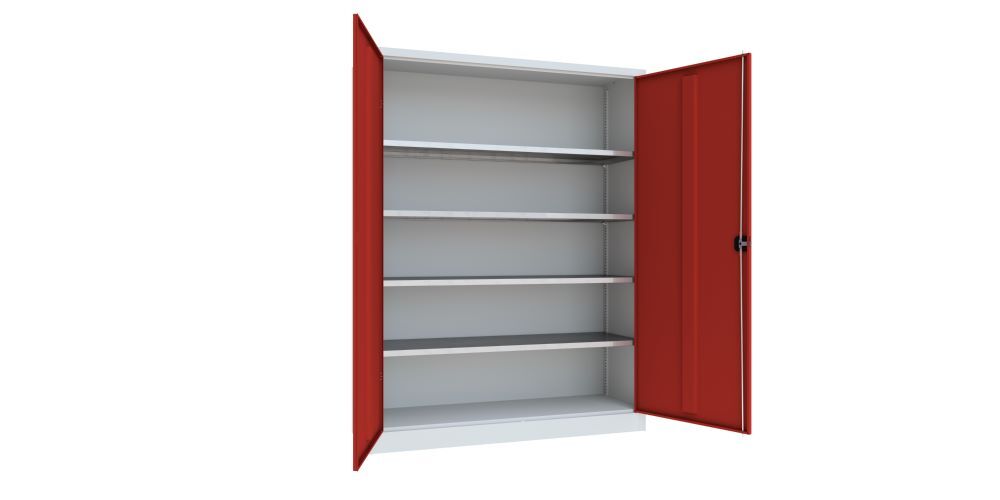 Produktbild Flügeltürenschrank, 1950x1500x500 mm, 4 Böden verzinkt, RAL 7035/3000 bild 2