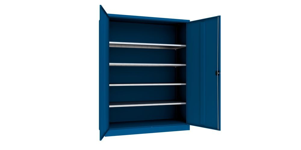 Produktbild PAVOY Flügeltürenschrank 1950x1500x600 mm 4 Böden verzinkt RAL 5010