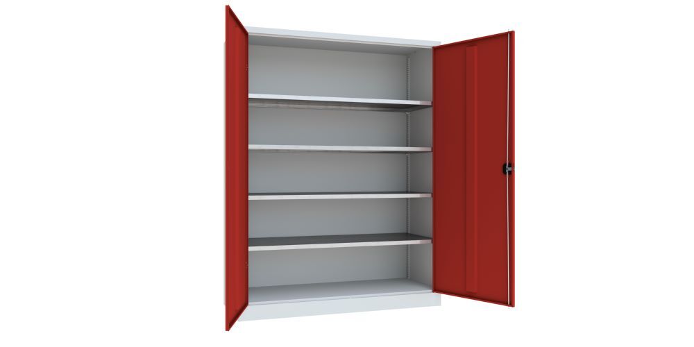 Produktbild PAVOY Flügeltürenschrank 1950x1500x600 mm 4 Böden verzinkt RAL 7035/3000