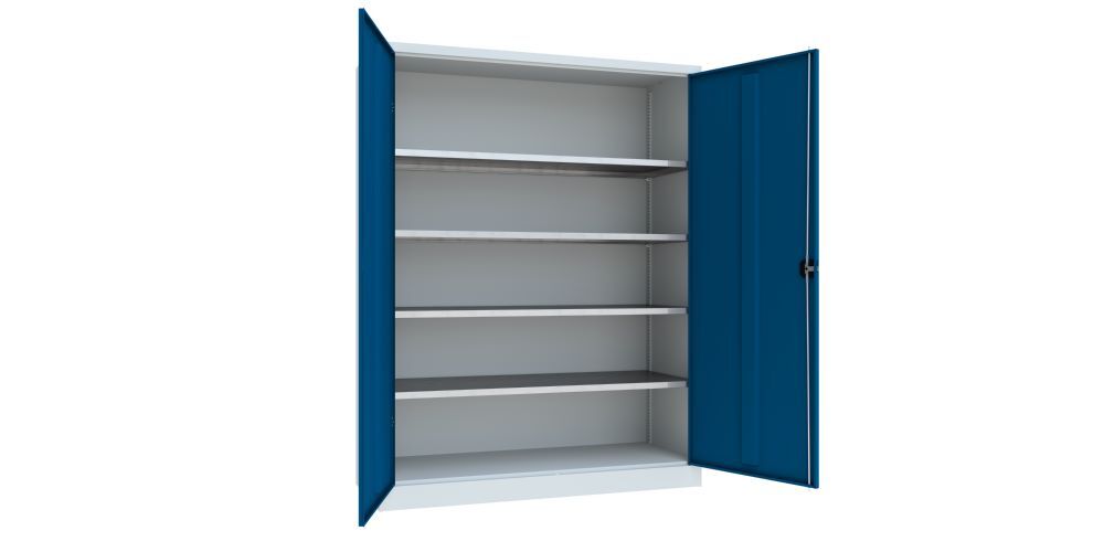 Produktbild PAVOY Flügeltürenschrank 1950x1500x600 mm 4 Böden verzinkt RAL 7035/5010