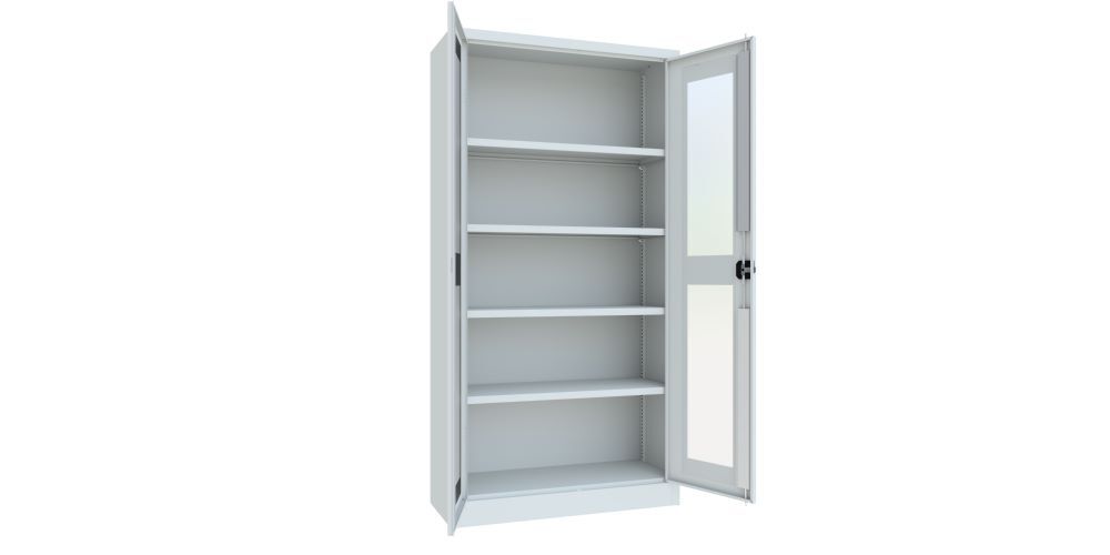 Produktbild Flügeltürenschrank, 1950x1000x400 mm, 4 Böden verzinkt, Sichtfenster, RAL 7035 bild 2