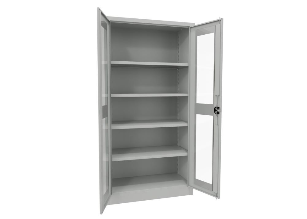 Produktbild Flügeltürenschrank, 1950x1000x500 mm, 4 Böden verzinkt, Sichtfenster, RAL 7035 bild 2
