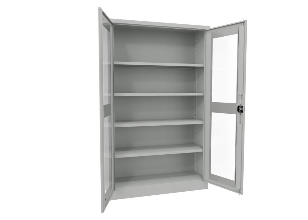 Produktbild Flügeltürenschrank, 1950x1200x400 mm, 4 Böden verzinkt, Sichtfenster, RAL 7035 bild 2