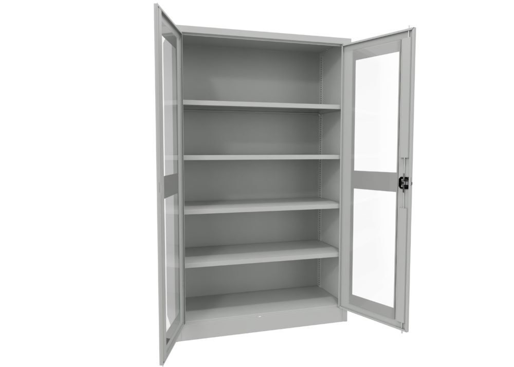 Produktbild Flügeltürenschrank, 1950x1200x500 mm, 4 Böden verzinkt, Sichtfenster, RAL 7035 bild 2