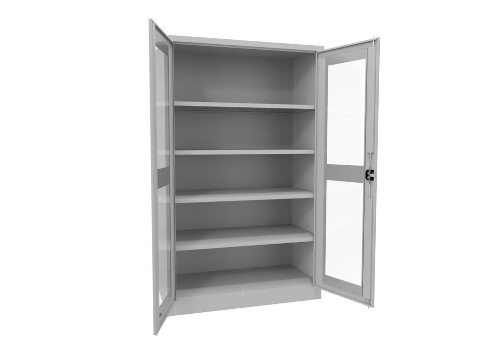 Produktbild Flügeltürenschrank, 1950x1200x600 mm, 4 Böden verzinkt, Sichtfenster, RAL 7035 bild 2