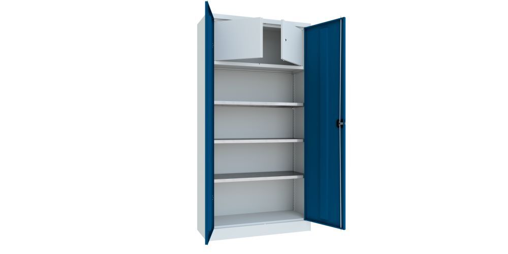 Produktbild Flügeltürenschrank, 1950x1000x400 mm, Wertfach, 3 Böden verzinkt, RAL 7035/5010 bild 2