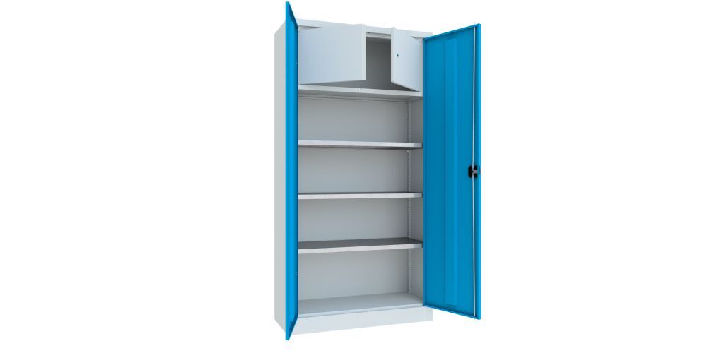 Produktbild Flügeltürenschrank, 1950x1000x400 mm, Wertfach, 3 Böden verzinkt, RAL 7035/5012 bild 2