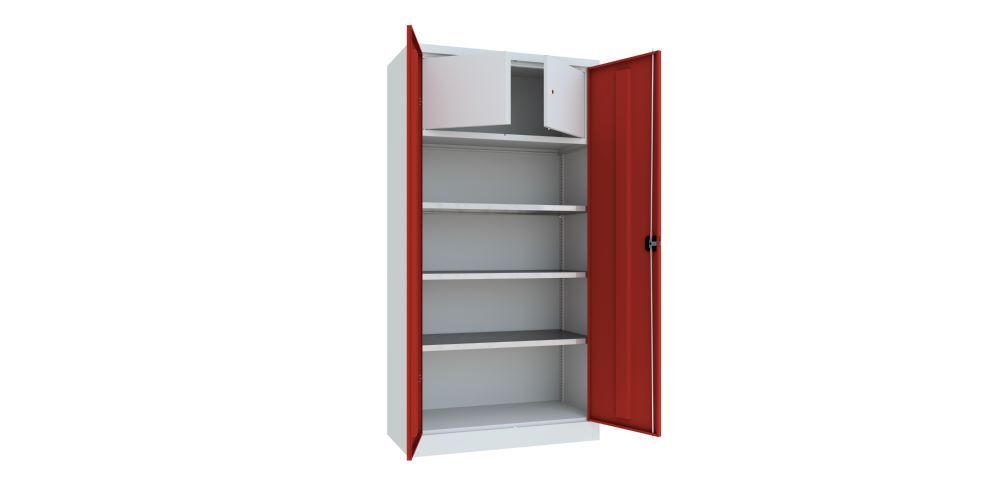 Produktbild Flügeltürenschrank, 1950x1000x500 mm, Wertfach, 3 Böden verzinkt, RAL 7035/3000 bild 2