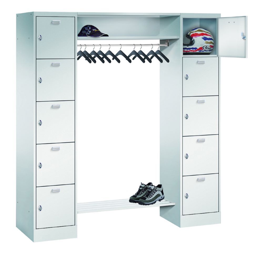 Produktbild PAVOY Garderobe 2 Säulen AB 400 mm 5 Fächer Garderobenteil 900 mm RAL 7035