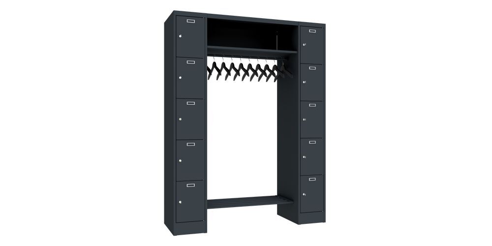 Produktbild PAVOY Garderobe 2 Säulen mit 5 Fächern Hutablage RAL 7016/7016