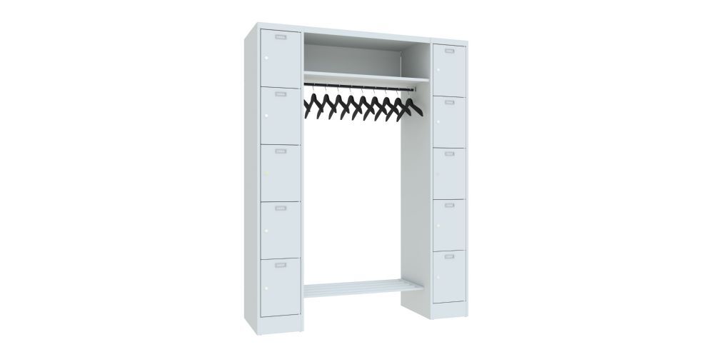 Produktbild PAVOY Garderobe 2 Säulen mit 5 Fächern Hutablage 900 mm RAL 7035/7035