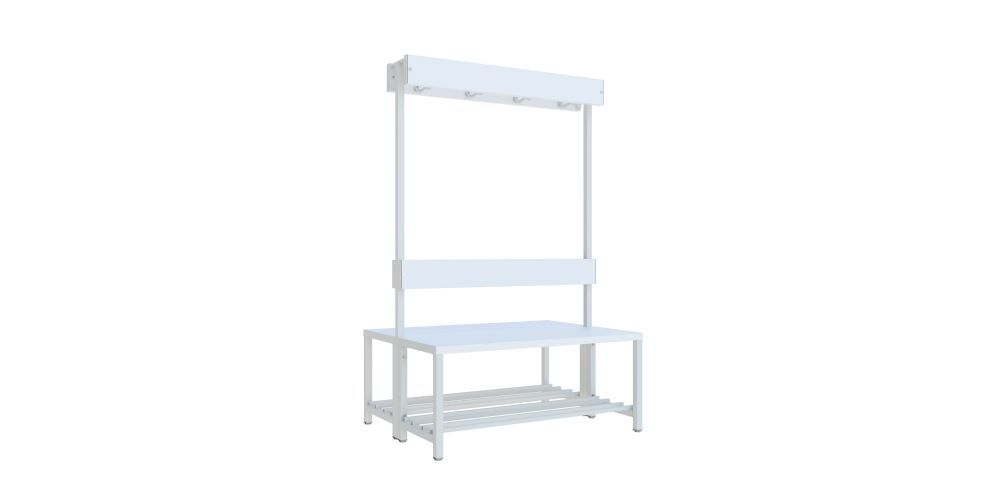 Produktbild PAVOY Garderobenbank 1000 mm mit Rückenlehne RAL 7035