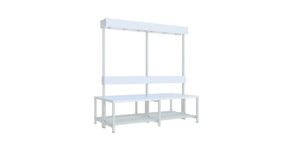 Produktbild PAVOY Garderobenbank 1500 mm mit Rückenlehne RAL 7035