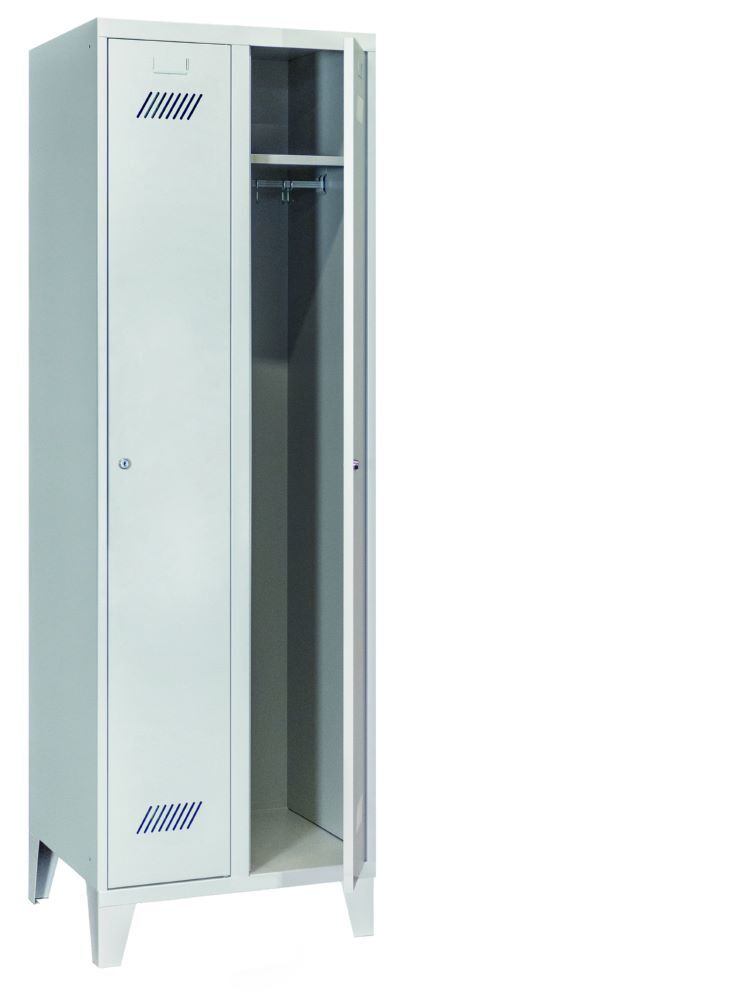 Produktbild PAVOY Garderobenschrank mit Füßen 1850x600x500 mm 2 Abteile RAL 7035