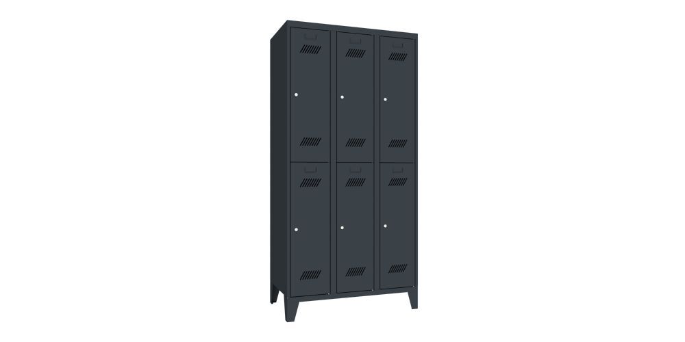 Produktbild PAVOY Garderobenschrank mit Füßen 1850x900x500 mm 6 Fächer RAL 7016