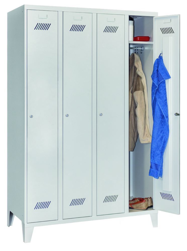 Produktbild Garderobenschrank mit Füßen, 1850x1200x500 mm, 4 Abteile, RAL 7035 bild 3
