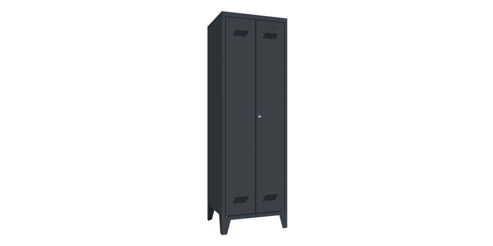 Produktbild PAVOY Garderobenschrank mit Füßen 1850x600x500 mm 2 Abteile RAL 7016