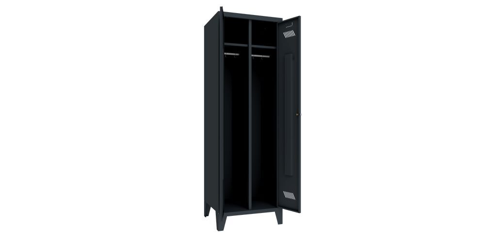 Produktbild Garderobenschrank mit Füßen, 1850x600x500 mm, 2 Abteile, RAL 7016 bild 2