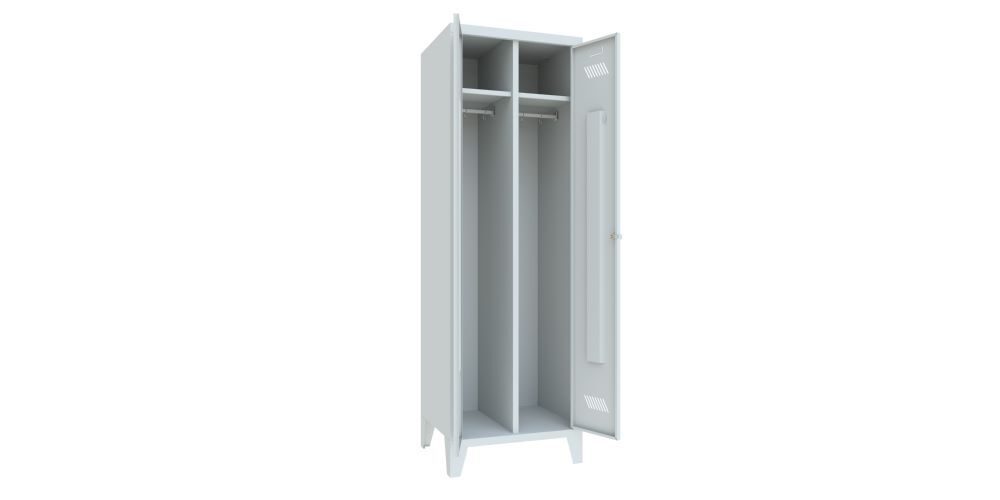 Produktbild Garderobenschrank mit Füßen, 1850x600x500 mm, 2 Abteile, RAL 7035 bild 2