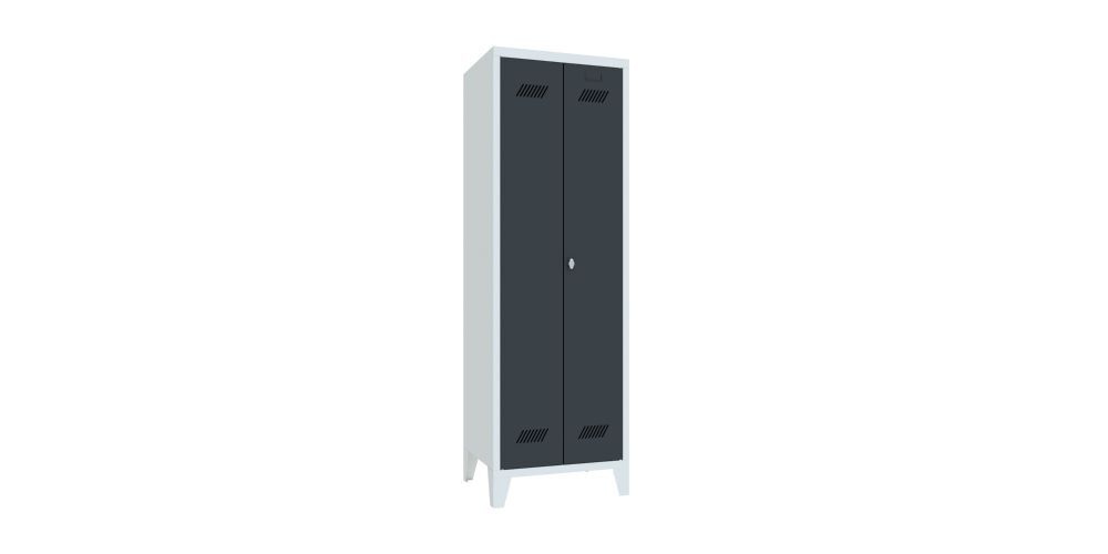 Produktbild PAVOY Garderobenschrank mit Füßen 1850x600x500 mm 2 Abteile RAL 7035/7016