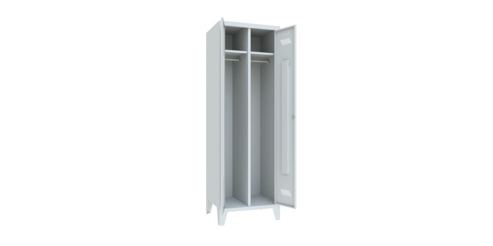 Produktbild Garderobenschrank mit Füßen, 1850x600x500 mm, 2 Abteile, RAL 7035 bild 2