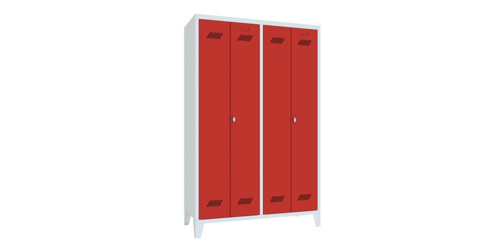 Produktbild PAVOY Garderobenschrank mit Füßen 1850x1170x500 mm 4 Abteile RAL 7035/3000