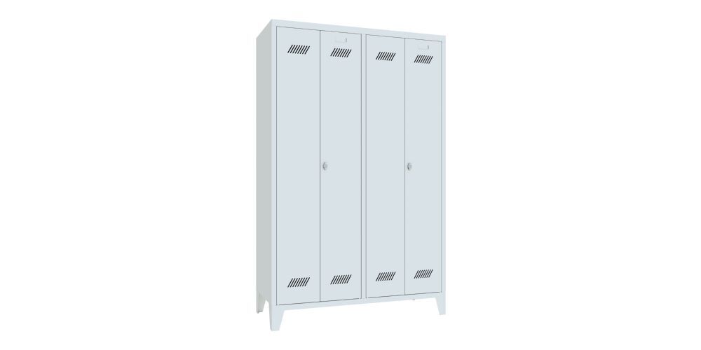 Produktbild PAVOY Garderobenschrank mit Füßen 1850x1170x500 mm 4 Abteile RAL 7035